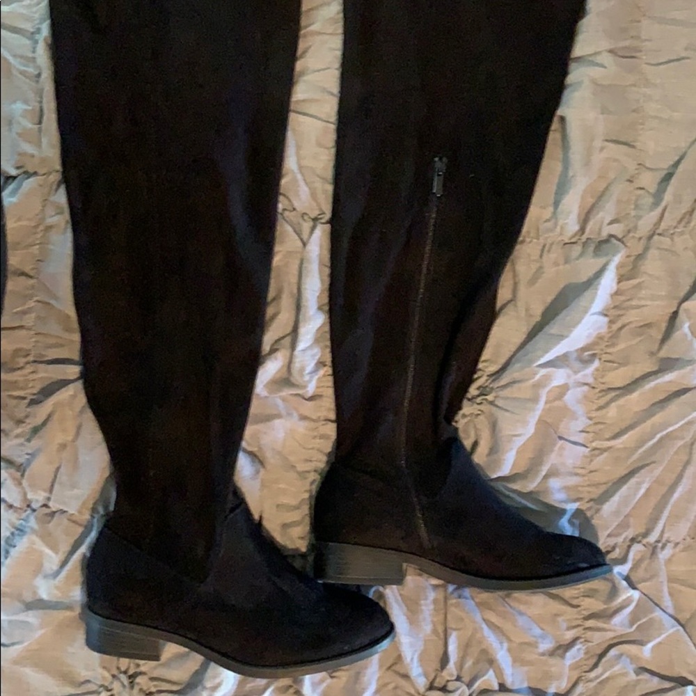 Torrid Black Over Knee Suede Flat Boots